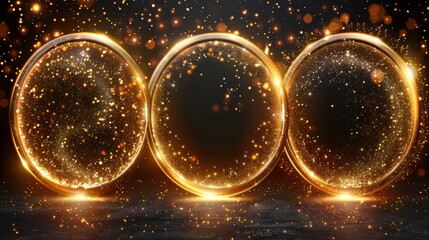 Poster - Isolated set of round sparks with glare effect for premium festive cards or posters. Modern isolated set of round sparks or circular lights with glare effect.