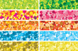 Colorful lenses or confetti web banners set. 10 commercial backgrounds. Hand drawn vector marketing collection.