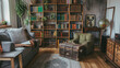 © Blue_Utilities - Cozy home interior with bookshelves and vintage decor, ideal for lifestyle blogs and home improvement websites