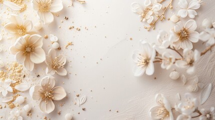 Wall Mural - Beautiful close up of flowers on a white surface, perfect for various design projects