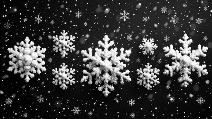 Aufkleber - Falling snowflakes on transparent background. White snow flying in the air