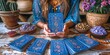 A woman predicts fate with the help of tarot cards, delving into a mystical prophecy on an esoteric table