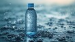 A clear bottle of water with droplets, communicating freshness on light background. AI generate illustration