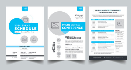 Wall Mural - Online Business Conference, Event Schedule layout design template with unique design style concept	
