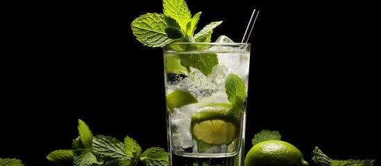 Aufkleber - Glass of mojito featuring lime and mint