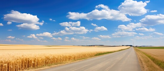 Aufkleber - Dirt road with wheat field in the backdrop