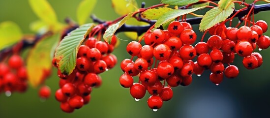 Poster - Red berries on a tree branch