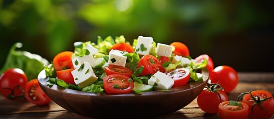 Poster - Bowl of fresh salad showcasing tomatoes and cheese