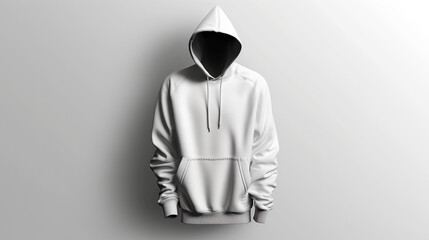 White  hoodie template. Hoodie sweatshirt long sleeve with clipping path, hoody for design mockup for print, isolated on white background.