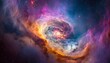 colorful space galaxy cloud nebula, showcasing vibrant hues and swirling patterns reminiscent of cosmic wonder background