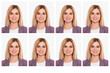 © New Africa - Passport photo, collage. Woman on white background, set of photos