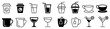 Drinks icon set. Line and flat icons. Collection isolated signs on white background. Vector illustration