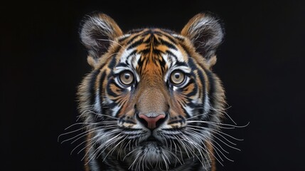 Wall Mural - Sumatran Tiger in Natural Habitat. Front View Portrait of Panthera tigris sumatrae, Exuding Power and Grace.