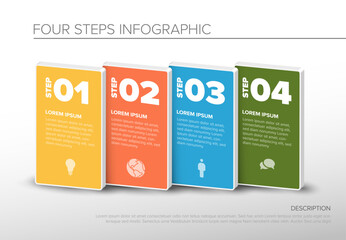 Sticker - Four steps pastel color infographic template