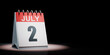 July 2 Calendar Spotlighted on Black Background