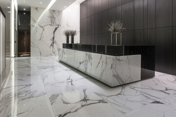 Wall Mural - the polished grandeur of marble surface and interior design - generative ai