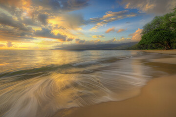 Wall Mural - sunset on the beach - generative ai