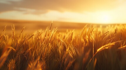 Sticker - Golden Wheat Field at Sunset