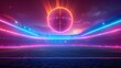 Glowing Neon Football: A 3D vector illustration of a stadium filled with spectators