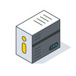 Isometric illustration of a server box on white background