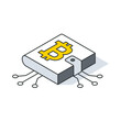 Isometric illustration of a wallet with Bitcoin symbol on it