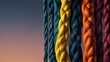 A close-up rope of colorful electrical cables industrial use