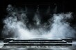 Stage illuminated by spotlights with smoke on stage,   rendering
