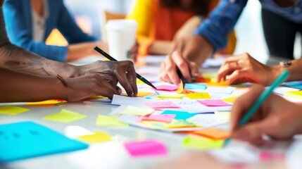 Wall Mural - a collaborative teamwork strategy session