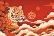 Lunar New Year banner with a tiger illustration