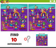 differences activity with cartoon clowns characters group