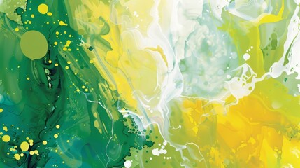 Wall Mural - An abstract illustration featuring analogous colors such as yellow, yellow green, and green, evoking a sense of freshness and vitality