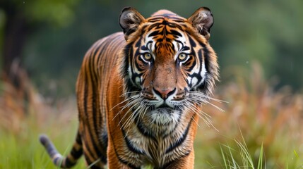 Poster - Amidst the tranquility of the park, the tiger's presence is a reminder of the delicate balance between civilization and the untamed wilderness.