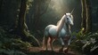 Celestial Journey: Angel Unicorn with Long Hair Walking in the Field