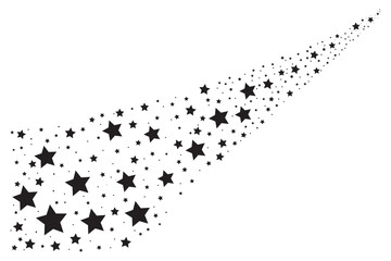 Wall Mural - black silhouette of shooting star. flying star, comet with tail, falling meteor, abstract galaxy ele