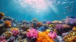© pengedarseni - Coral Kaleidoscope. Wide Angle View of Colorful Coral Reefs Captured Beneath the Ocean's Surface.