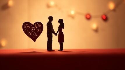 Wall Mural - Close up of human hands holding hands against red background with vignette