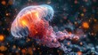 © pengedarseni - Fiery Glow of Fire Jellyfish Contrasts with the Cold Depths of the Ocean.