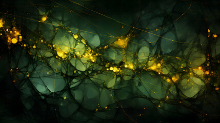 Digital green and yellow strings tangled together abstract graphic poster web page PPT background