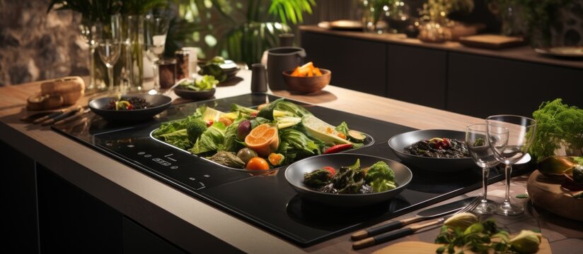 the sleek induction cooktop, the kitchen's newest gem
