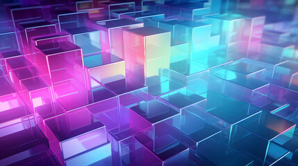 Digital green and purple mosaic square abstract graphic poster web page PPT background