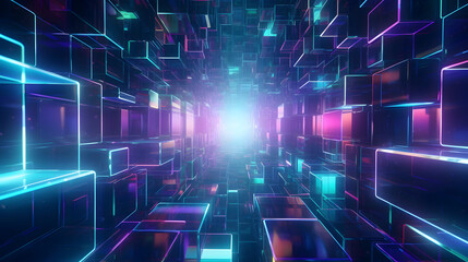 Digital green and purple mosaic square abstract graphic poster web page PPT background