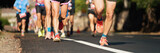 Fototapeta Łazienka - Marathon running race, people feet on city road