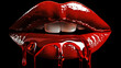 © Nataliia_Trushchenko - A red lip with a dripping red substance. dripping red kiss mark lips on black background