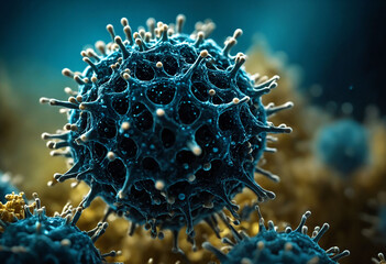 Aufkleber - Intricate molecular structure of infectious viral particle magnified under microscope