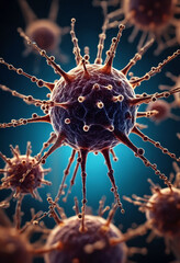 Aufkleber - Intricate molecular structure of infectious viral particle magnified under microscope