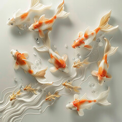 Wall Mural - picture of a group of goldfish