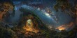 Celestial Wonders Above A Mystical Archway In An Enchanted Forest. Generative AI