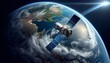 satellite orbiting Earth concept of global  telecommunication and advanced space technology
