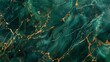 Dense, emerald green marble featuring thick, sprawling golden veins across a richly textured stone surface. 