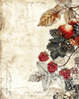 Vintage Fruits Background in Distressed Grunge Style for Scrapbooking & Journaling